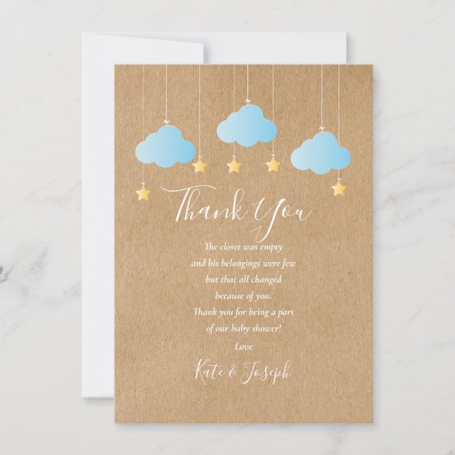 Twinkle Twinkle Baby Boy Shower Thank You Poem (Front)