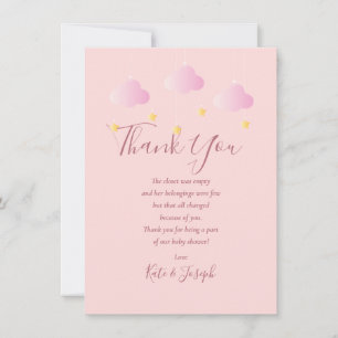 Twinkle Twinkle Baby Girl Pink Thank You Poem Card