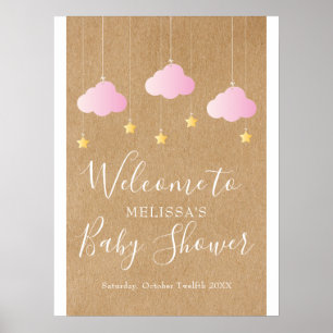 Twinkle Twinkle Baby Girl Shower Boho Welcome Poster