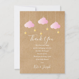 Twinkle Twinkle Baby Girl Shower Thank You Poem Card