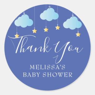 Twinkle Twinkle Blue Baby Boy Shower Thank You Classic Round Sticker