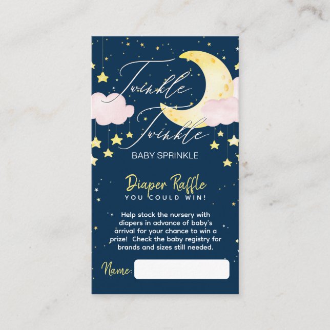 Twinkle Twinkle Diaper Raffle Budget Baby Shower Enclosure Card (Front)