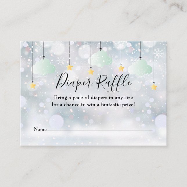 Twinkle Twinkle Diaper Raffle Winter Baby Shower Enclosure Card (Front)