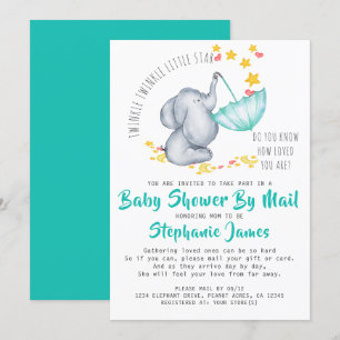 Twinkle Twinkle Elephant Baby Shower by Mail Invitation
