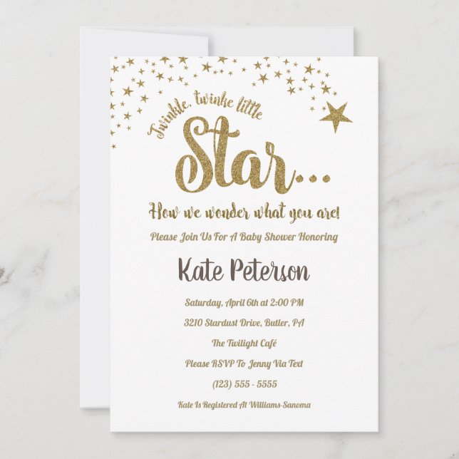 Twinkle Twinkle Gender Reveal Baby Shower Invite (Front)
