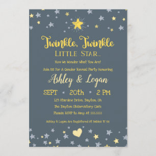 Twinkle Twinkle Gender Reveal Shower Invitation
