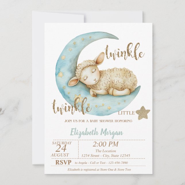 Twinkle Twinkle Little Sheep Baby Shower  Invitation (Front)