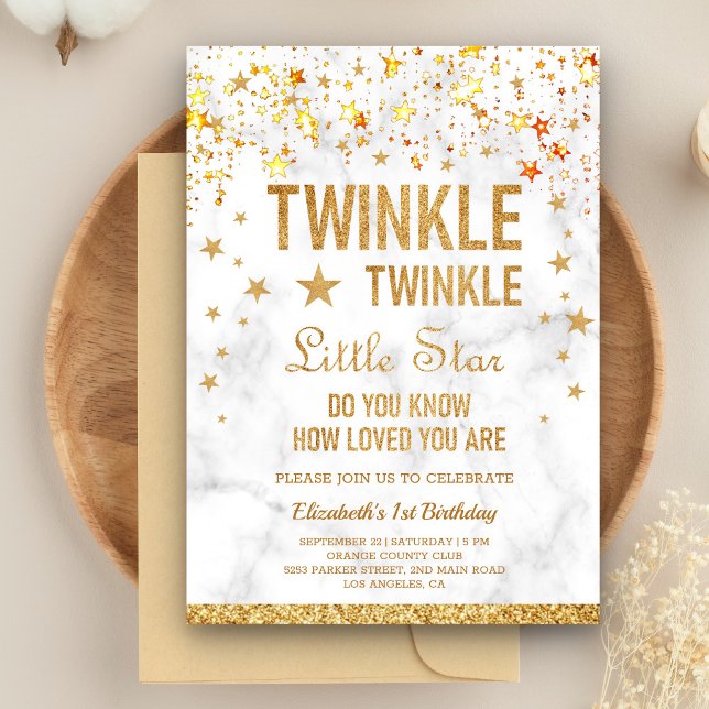 Twinkle Twinkle Little Star 1st Birthday Party Invitation (Creator Uploaded)