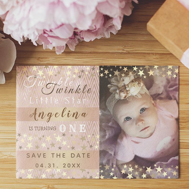 Twinkle Twinkle Little Star 1st Birthday Save The Date (Creator Uploaded)