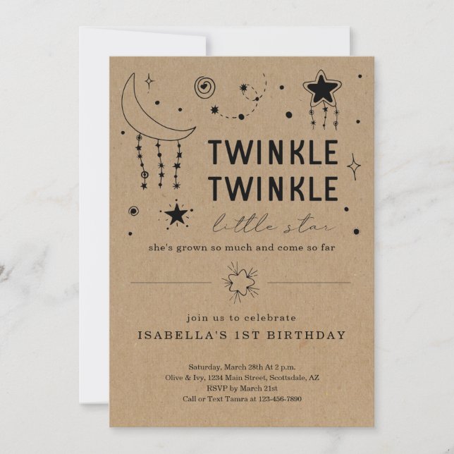 Twinkle Twinkle Little Star 1st Boy Girl Birthday Invitation (Front)
