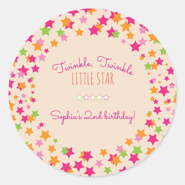 Twinkle Twinkle Little Star 2nd Birthday Classic Round Sticker (Front)