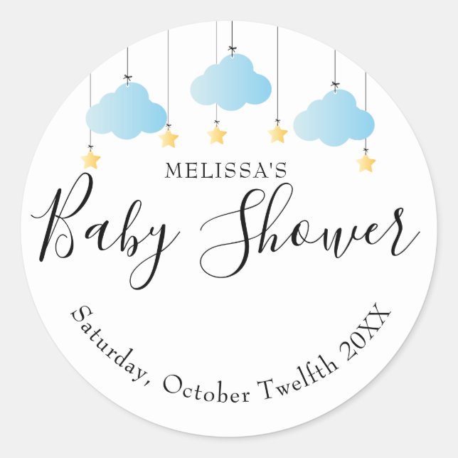 Twinkle twinkle little star baby boy shower classic round sticker (Front)