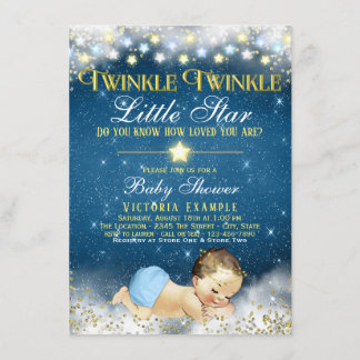 Twinkle Twinkle Little Star Baby Boy Shower Invitation