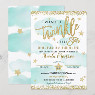 Twinkle Twinkle Little Star Baby Boy Shower Invitation