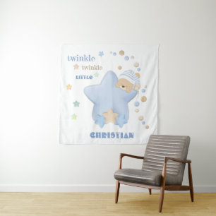 Twinkle Twinkle Little Star Baby Boy Teddy Bear Tapestry