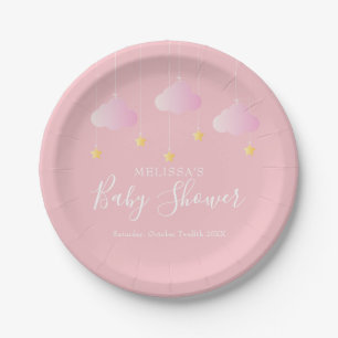 Twinkle twinkle little star baby girl shower pink paper plate