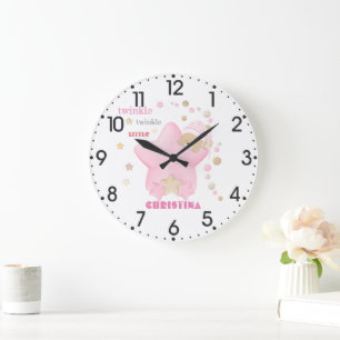 Twinkle Twinkle Little Star Baby Girl Teddy Bear L Large Clock