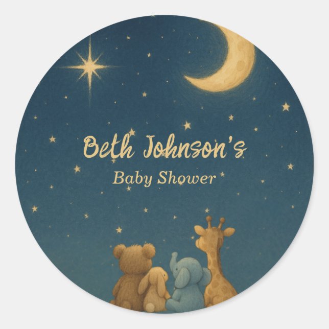 Twinkle Twinkle Little Star Baby Shower Classic Round Sticker (Front)