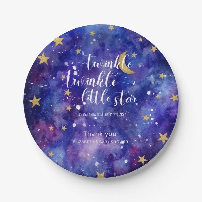 Twinkle Twinkle Little Star Baby Shower Galaxy  Paper Plate (Front)