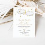 Twinkle Twinkle Little Star Baby Shower, Grey Gold Invitation<br><div class="desc">Twinkle Twinkle Little Star Baby Shower Invitation,  Grey and Gold Moon and Stars with Clouds Invitation for Baby Shower</div>