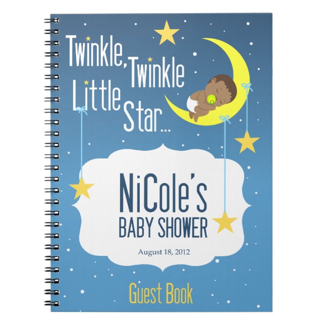 Twinkle Twinkle Little Star Baby Shower Guest Book (Front)