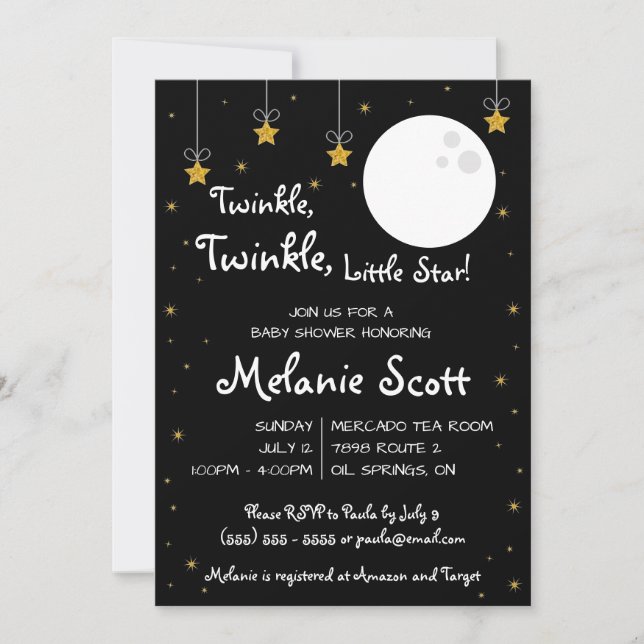 Twinkle, Twinkle, Little Star!  Baby Shower Invita Invitation (Front)