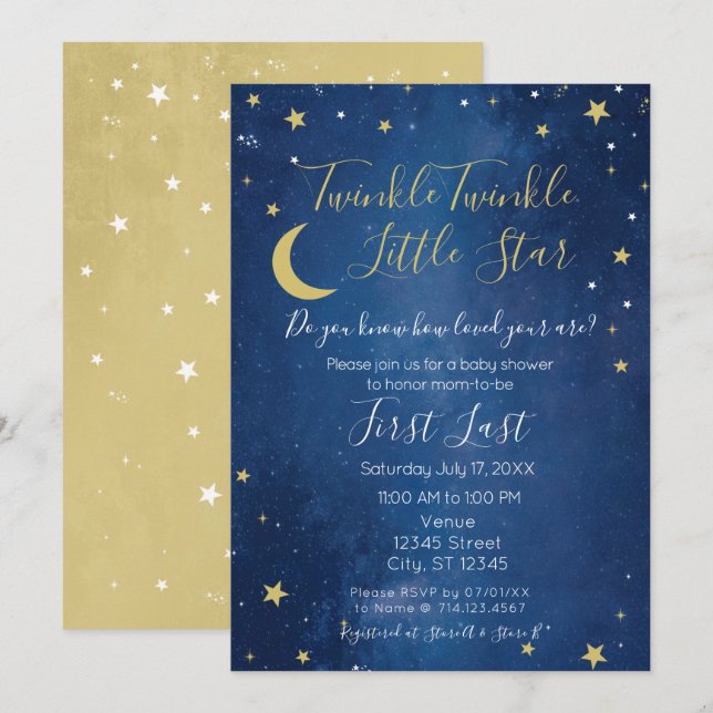 Twinkle Twinkle Little Star Baby shower Invitation (Devant / Derrière)