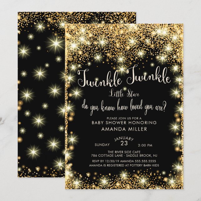 Twinkle Twinkle Little Star Baby shower Invitation (Devant / Derrière)