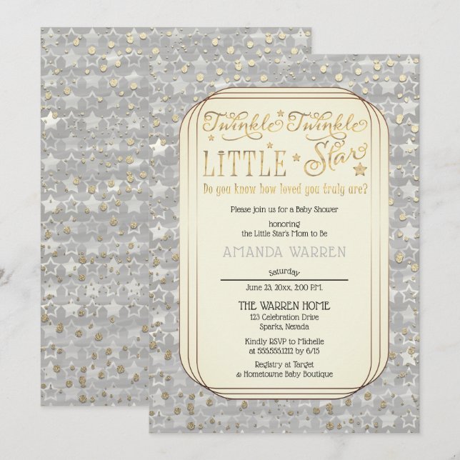 Twinkle Twinkle Little Star Baby Shower Invitation (Front/Back)