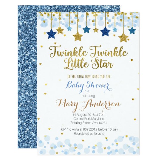 twinkle twinkle little star baby shower invitation