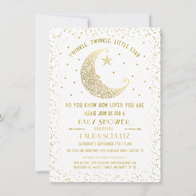 Twinkle Twinkle Little Star Baby shower Invitation (Devant)