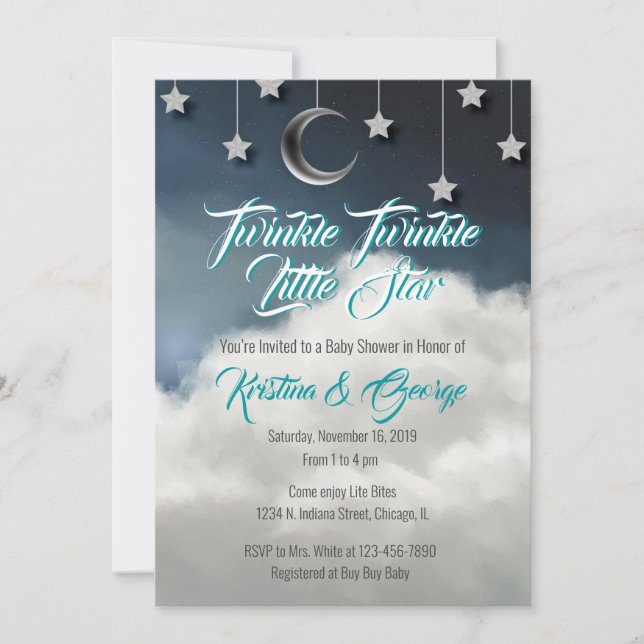 Twinkle Twinkle Little Star Baby Shower Invitation (Front)