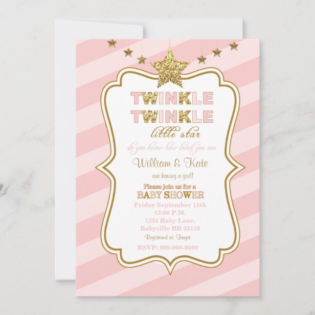 Twinkle Twinkle little star baby shower invitation (Front)