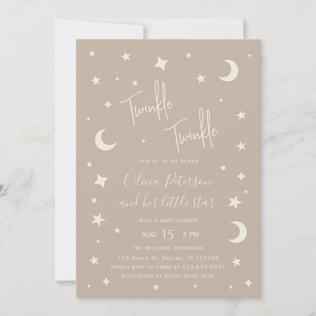 Twinkle Twinkle Little Star Baby Shower Invitation (Front)