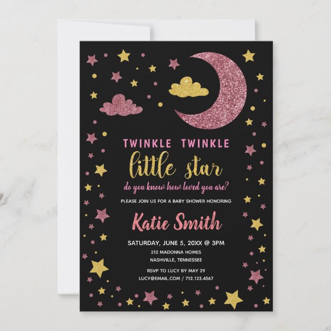 Twinkle Twinkle Little Star Baby Shower Invitation (Front)