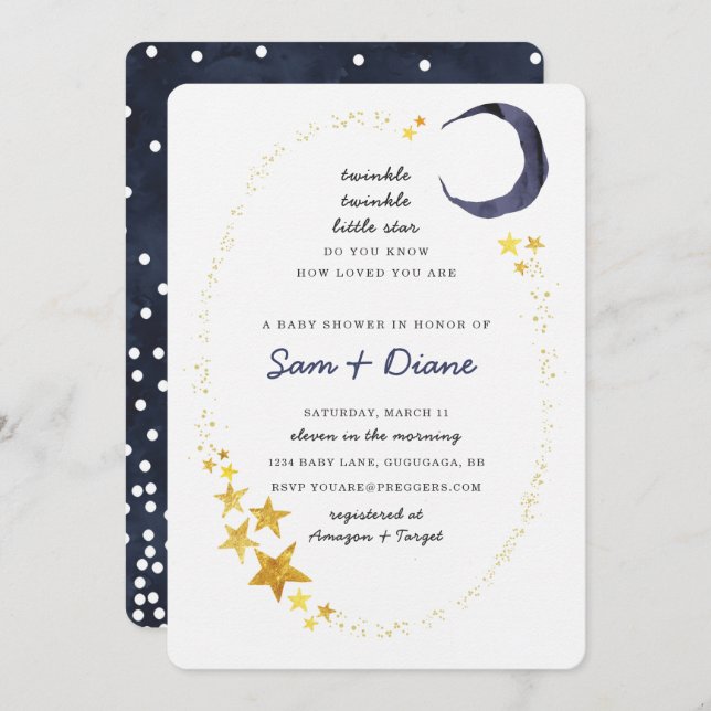 Twinkle Twinkle Little Star Baby Shower Invite (Front/Back)