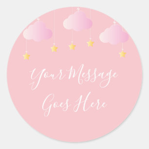 Twinkle twinkle little star baby shower pink classic round sticker