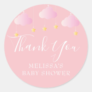 Twinkle twinkle little star baby shower pink classic round sticker