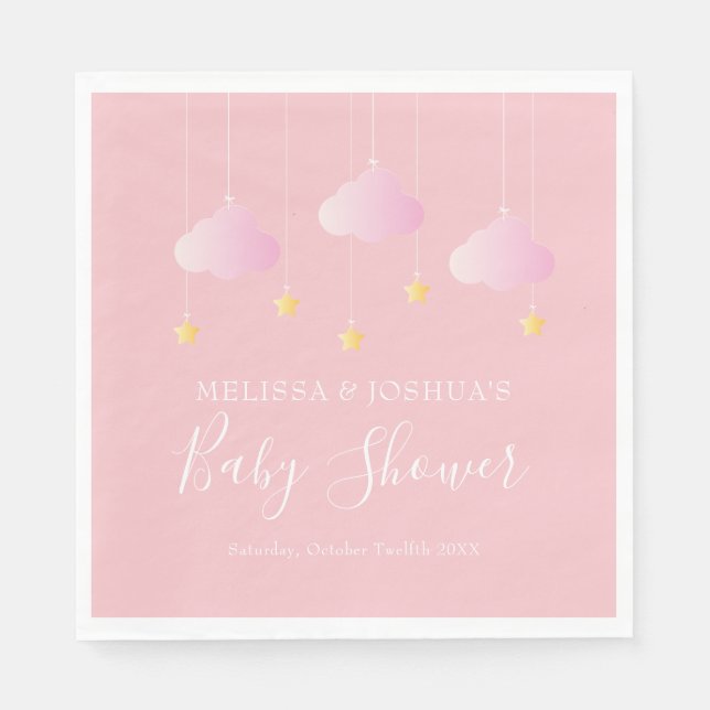 Twinkle twinkle little star baby shower soft pink napkin (Front)