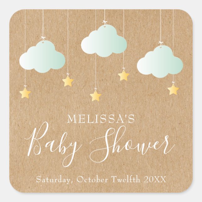 Twinkle Twinkle Little Star Baby Shower / Sprinkle Square Sticker (Front)
