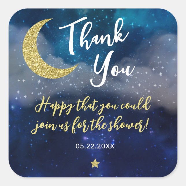 Twinkle Twinkle Little Star Baby Shower Square Sticker (Front)