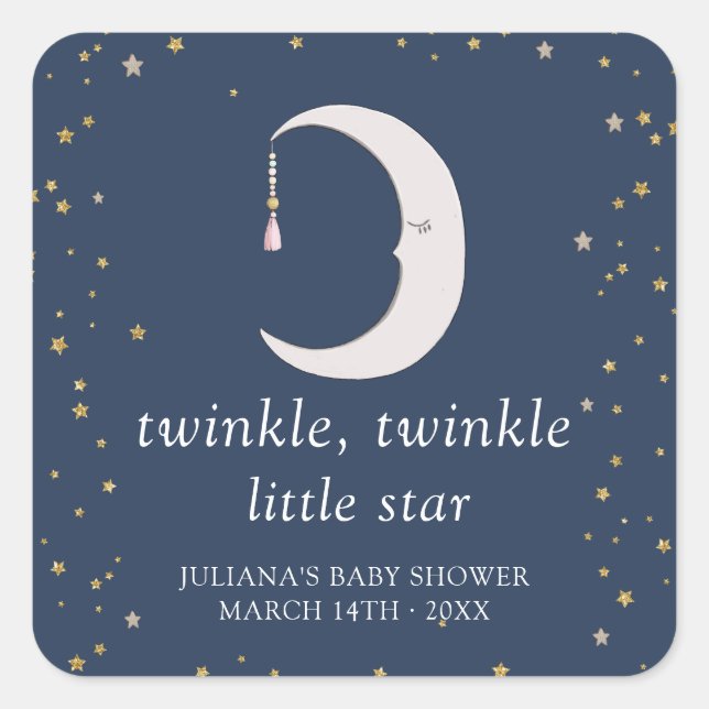 Twinkle Twinkle Little Star Baby Shower Square Sticker (Front)