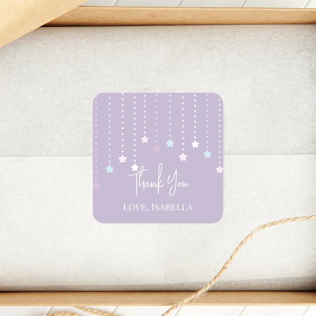 Twinkle Twinkle Little Star Baby Shower Thank You Square Sticker (Creator Uploaded)