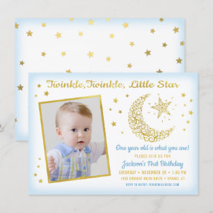 Twinkle, Twinkle, Little Star Birthday Boy Photo Invitation