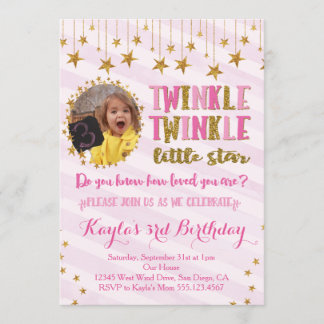 Twinkle Twinkle Little Star Birthday Invitation 2