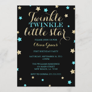 Twinkle Twinkle Little Star Birthday Invitations