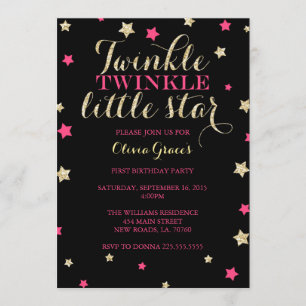 Twinkle Twinkle Little Star Birthday Invitations