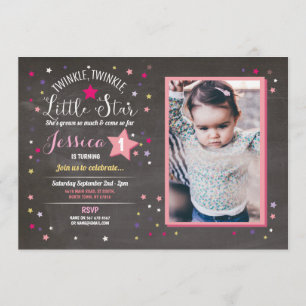Twinkle Twinkle Little Star Birthday Party Photo Invitation