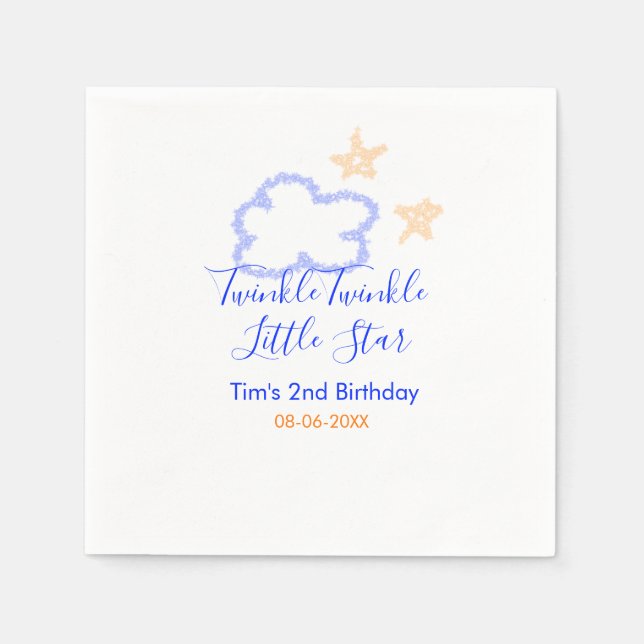 Twinkle twinkle little star birthday purple orange napkin (Front)