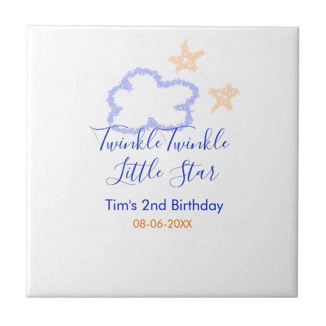 Twinkle twinkle little star birthday purple orange tile (Front)